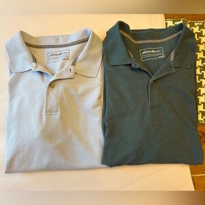 Men’s Eddie Bauer Cotton Blend Polo Shirt Set Size Large Blue & Green
